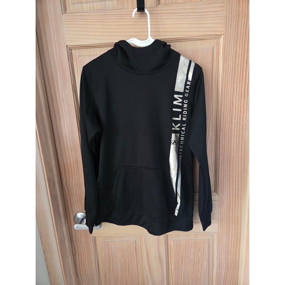 Klim Women's Black Fleece Sweatshirt Medium Gold Logo Hooodie Pullover